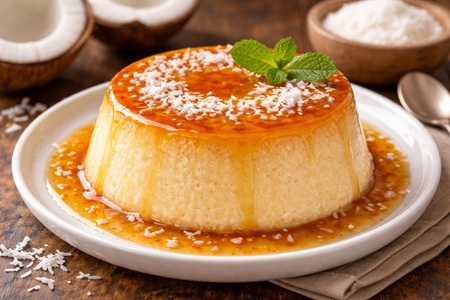 Pudim de leite com coco. (Pudin de leche con coco)